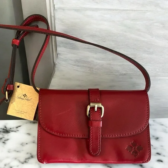 NEW WITH TAGS Patricia Nash “Torri” Ruby Red Leather Crossbody Bag - Picture 1 of 7